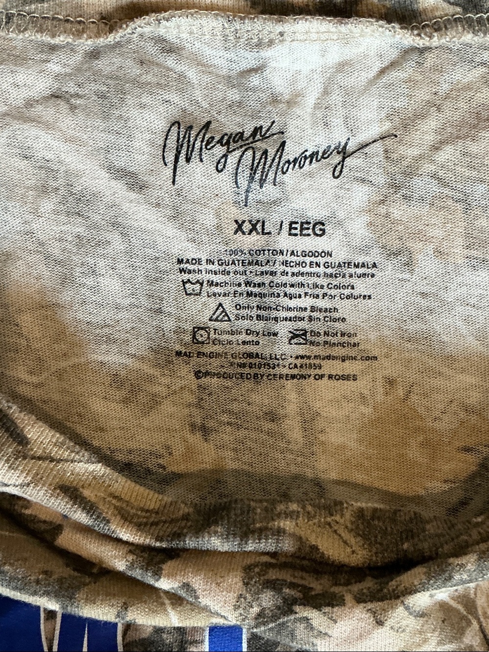 Megan Moroney official ‘am I ok Camo Tee with Blue Graphic Size XXL - Picture 2 of 6